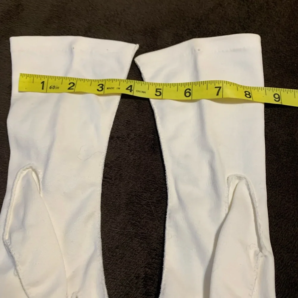 ELVETTE by Dawnelle Vintage white woven cotton mid length gloves GUC size 6